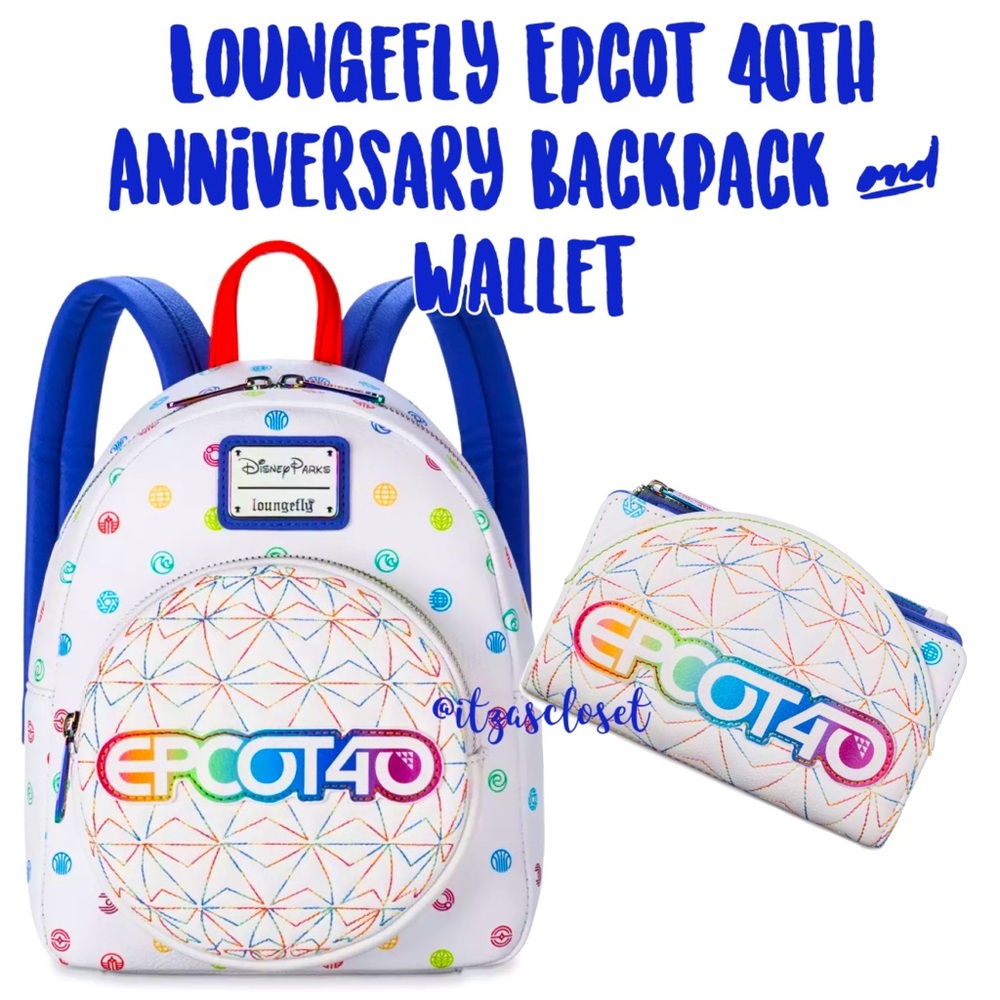 Loungefly Walt Disney EPCOT 40th Anniversary Backpack & Wallet Bundle Set NWT